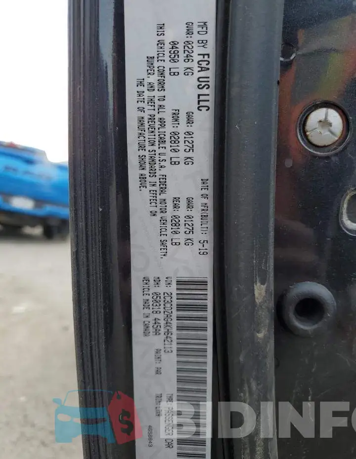 2C3CDZAG4KH642113 Photo# 12