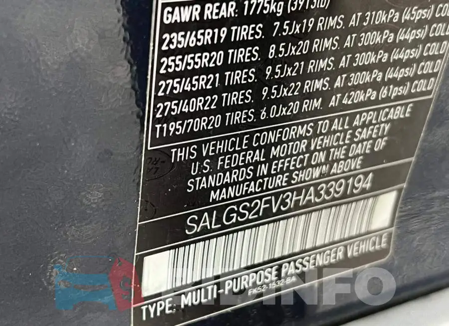 SALGS2FV3HA339194 Photo# 10