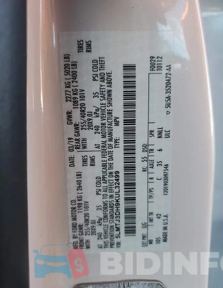 5LMTJ3DH9KUL32499 Photo# 12