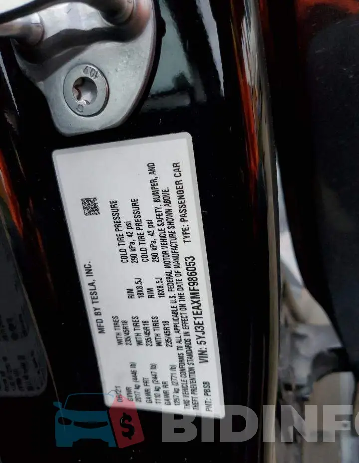 5YJ3E1EAXMF986053 Photo# 12