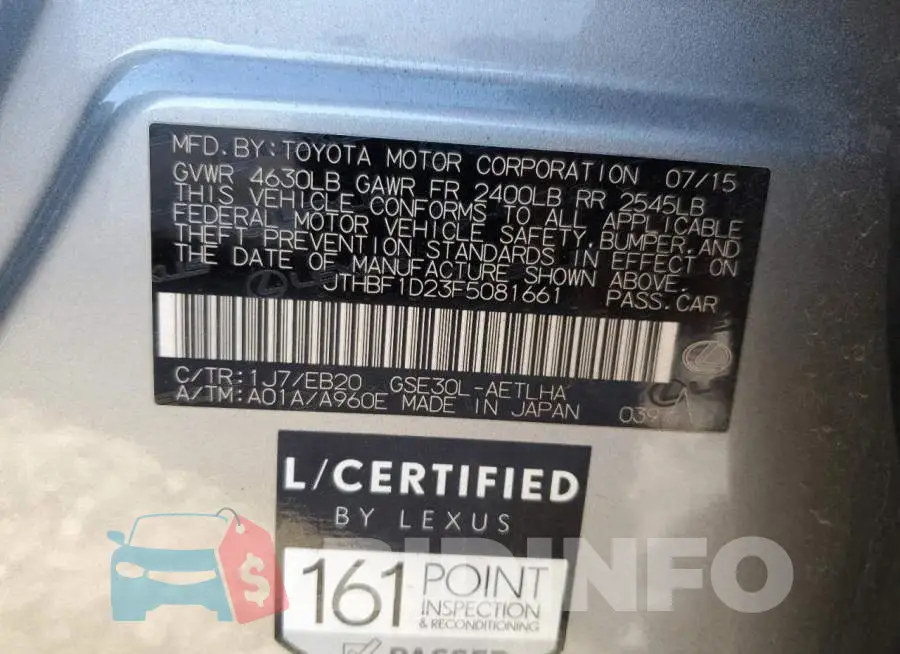 JTHBF1D23F5081661 Photo# 12