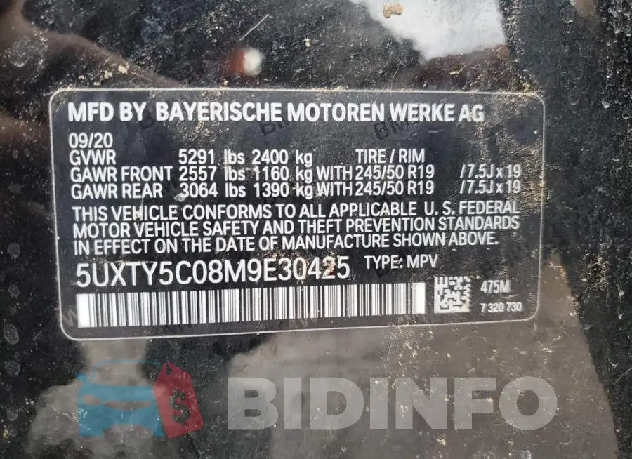 5UXTY5C08M9E30425 Photo# 13