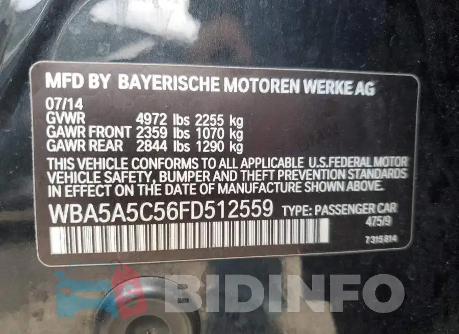 WBA5A5C56FD512559 Photo# 12