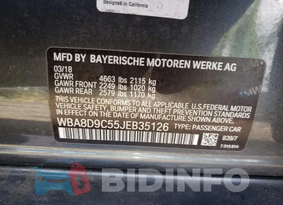 WBA8D9C55JEB35126 Photo# 12
