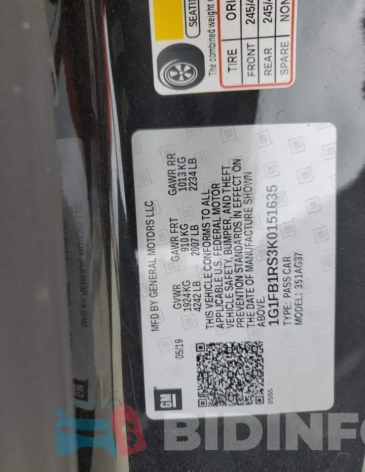 1G1FB1RS3K0151635 Photo# 13