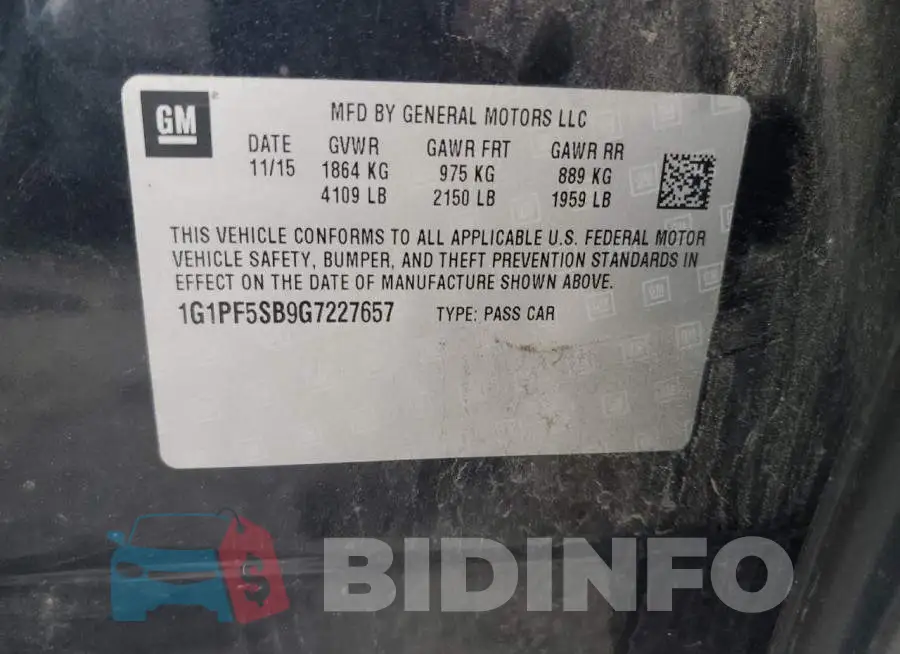 1G1PF5SB9G7227657 Photo# 12