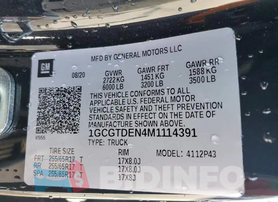 1GCGTDEN4M1114391 Photo# 12