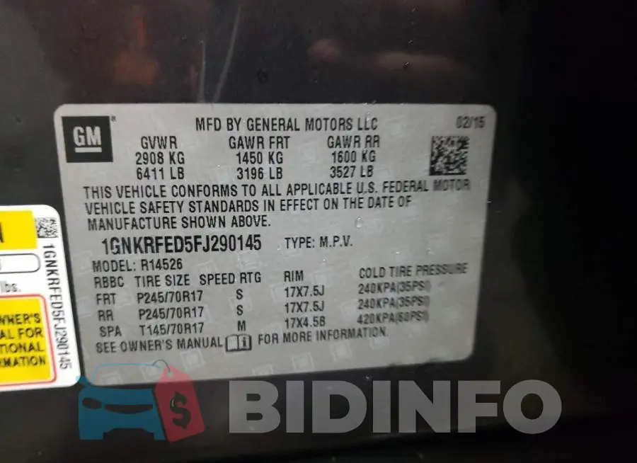 1GNKRFED5FJ290145 Photo# 12