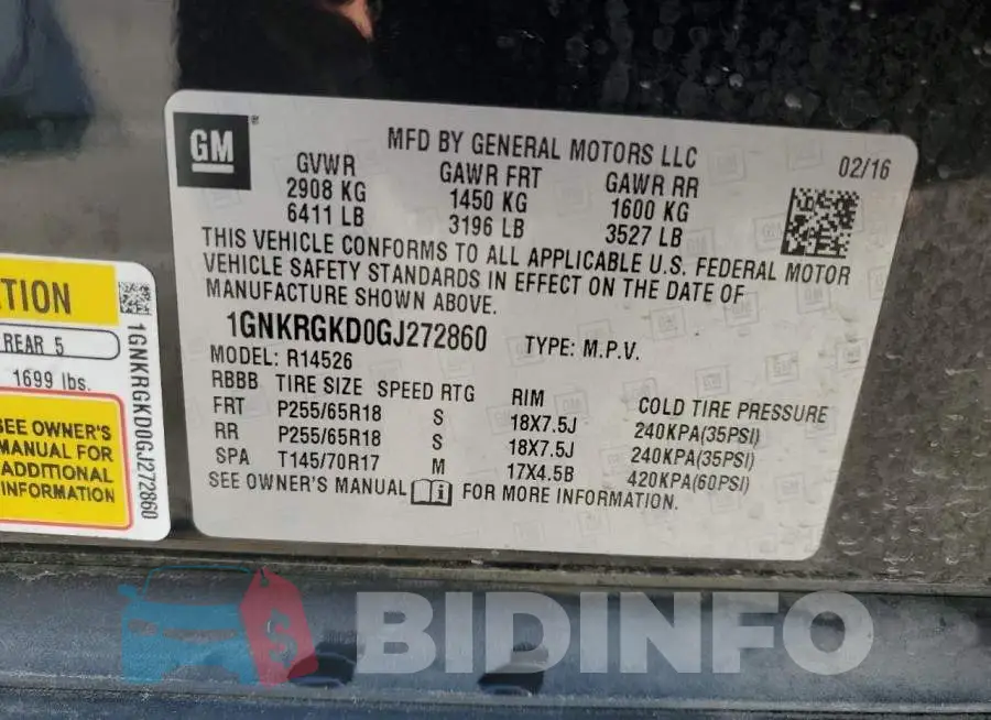 1GNKRGKD0GJ272860 Photo# 13