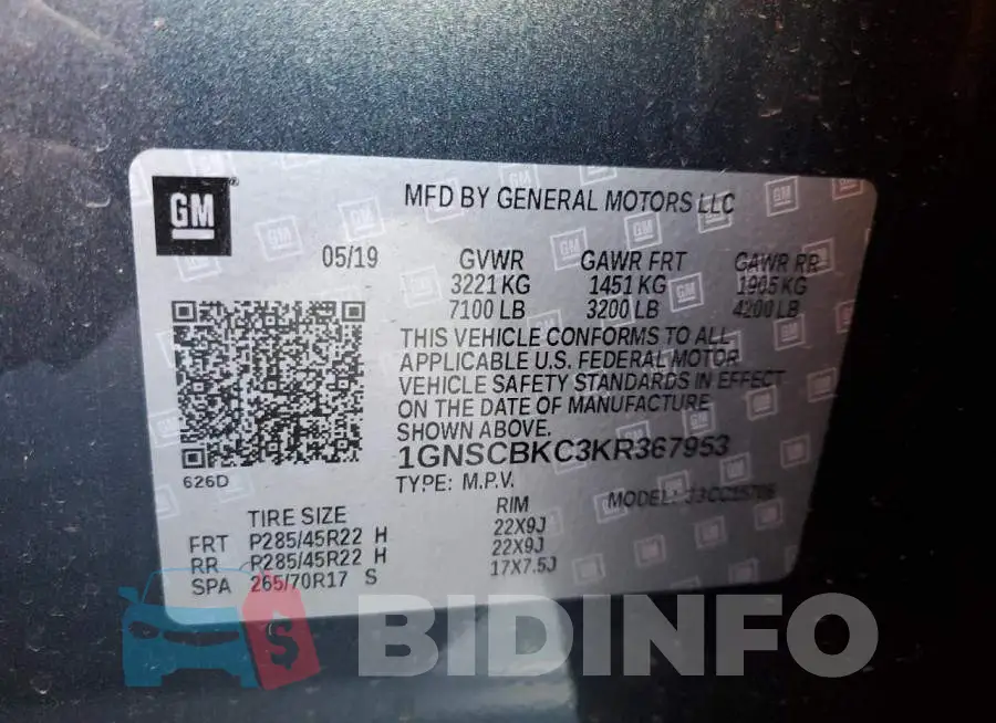 1GNSCBKC3KR367953 Photo# 14