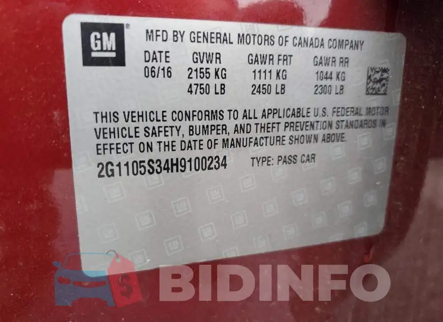 2G1105S34H9100234 Photo# 12