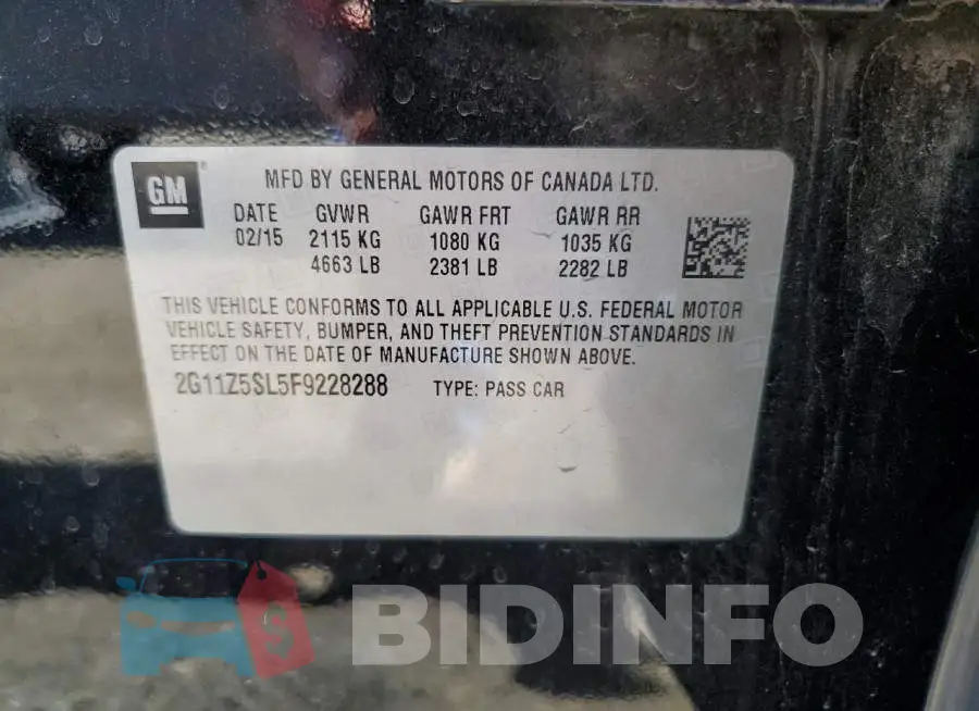 2G11Z5SL5F9228288 Photo# 12