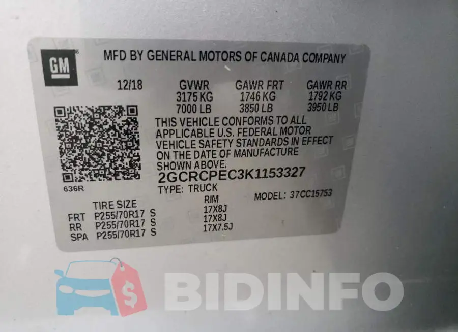 2GCRCPEC3K1153327 Photo# 12