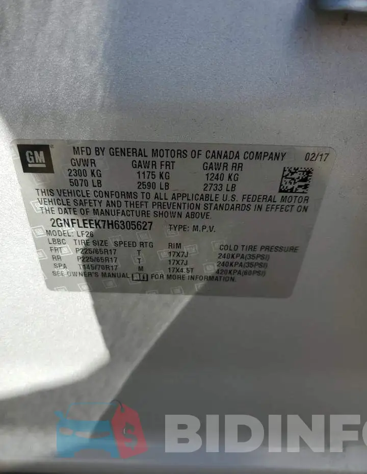 2GNFLEEK7H6305627 Photo# 13