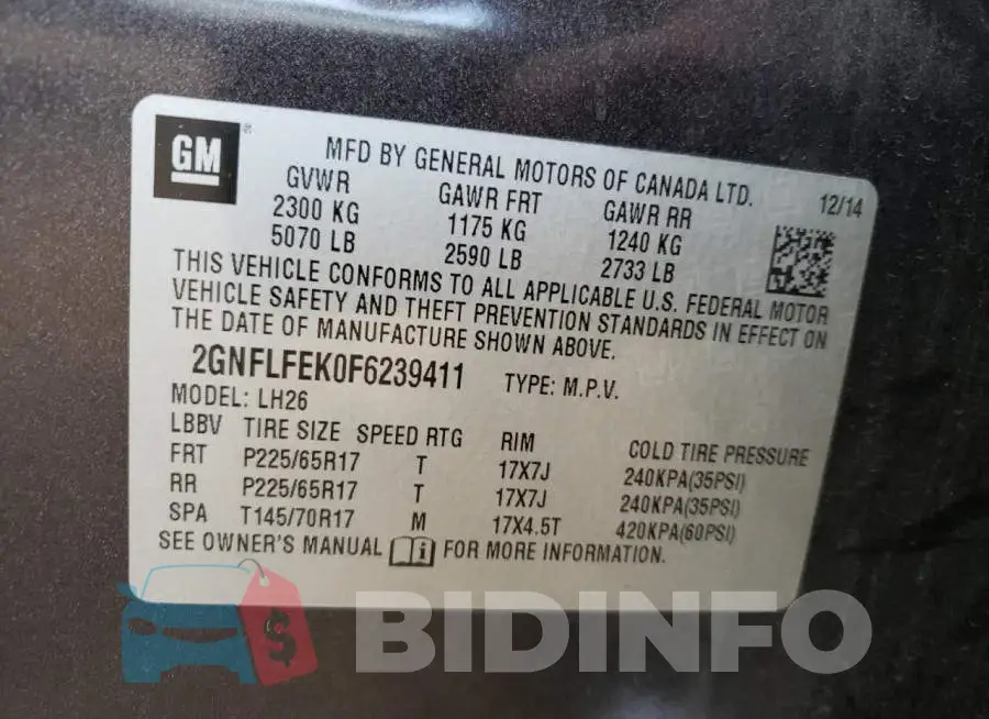 2GNFLFEK0F6239411 Photo# 13