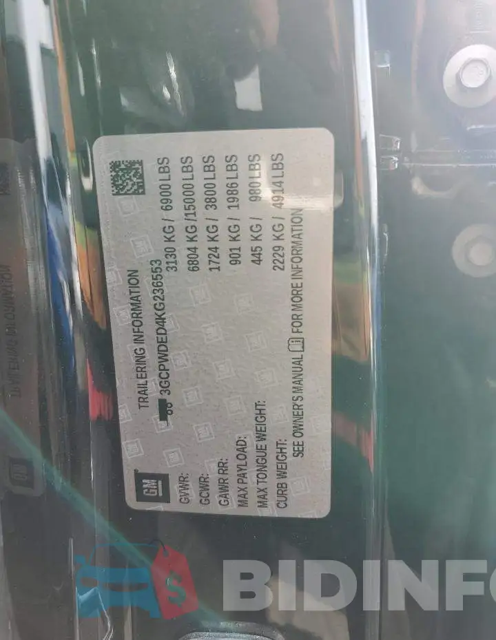3GCPWDED4KG236553 Photo# 12