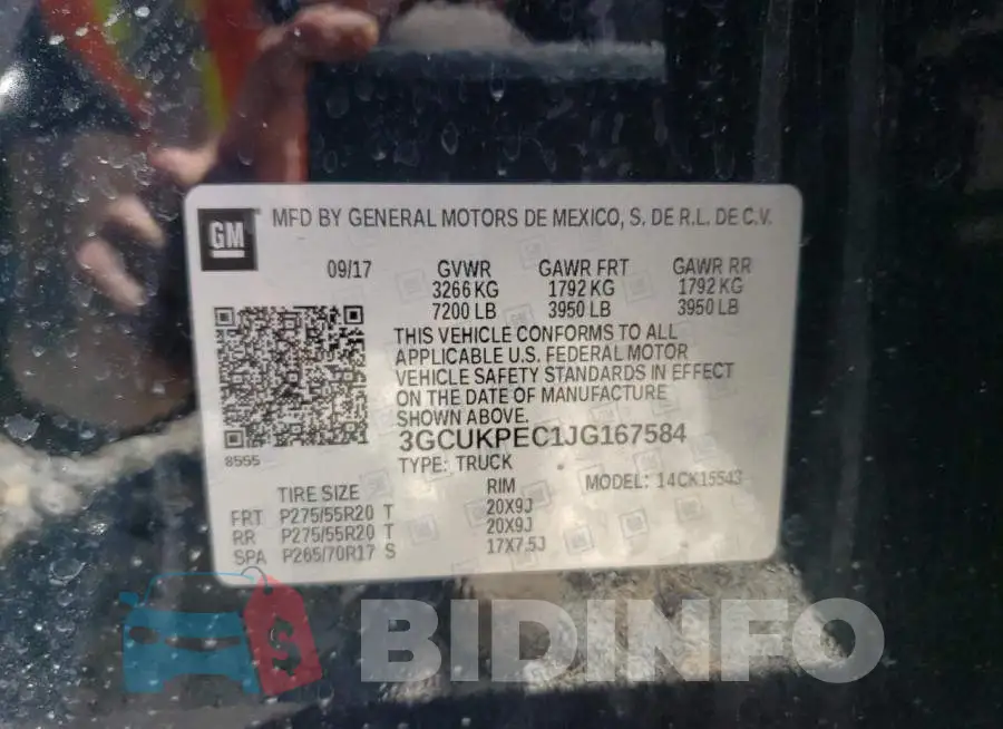 3GCUKPEC1JG167584 Photo# 12
