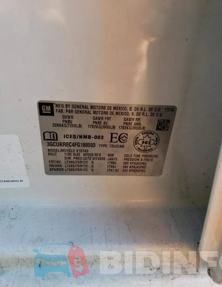 3GCUKREC4FG188593 Photo# 12