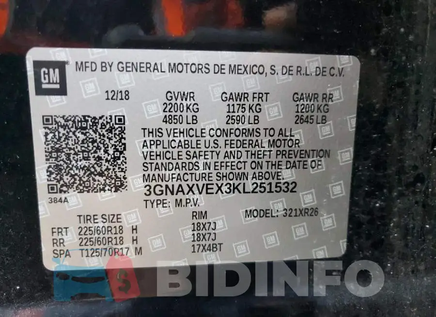 3GNAXVEX3KL251532 Photo# 13