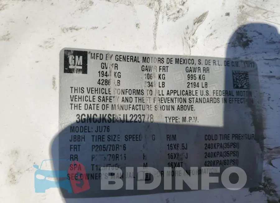 3GNCJKSB5JL223778 Photo# 13