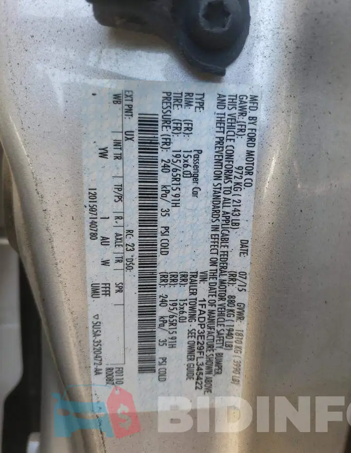 1FADP3E29FL345422 Photo# 12