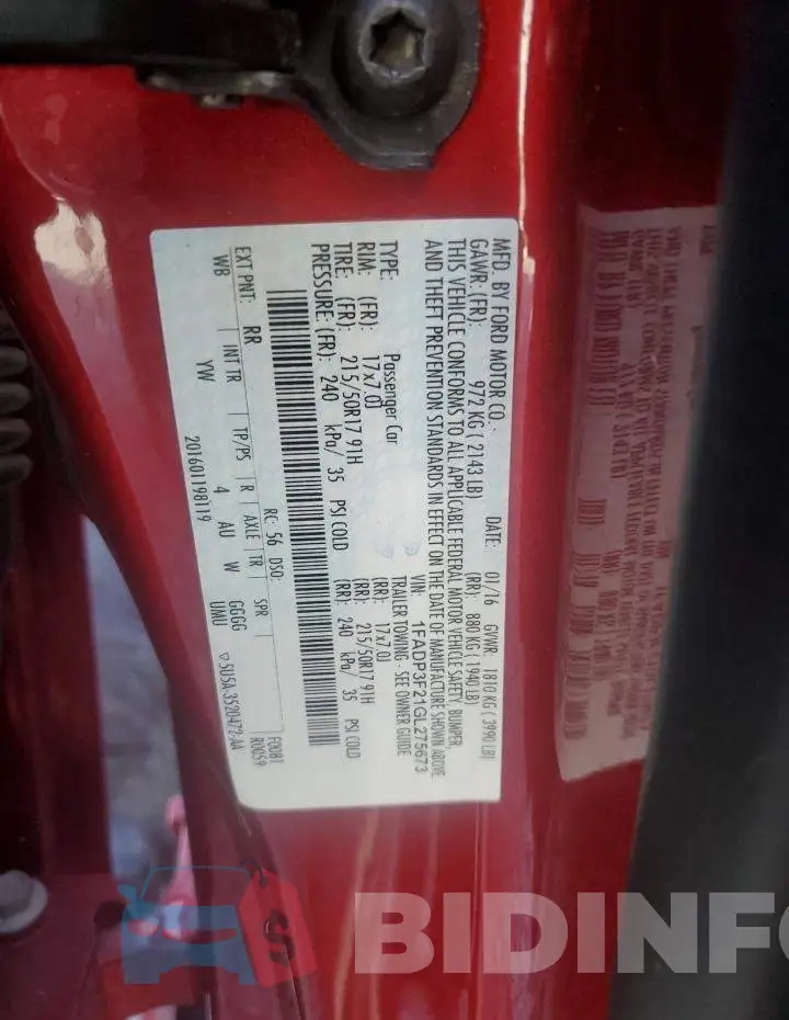 1FADP3F21GL275673 Photo# 12