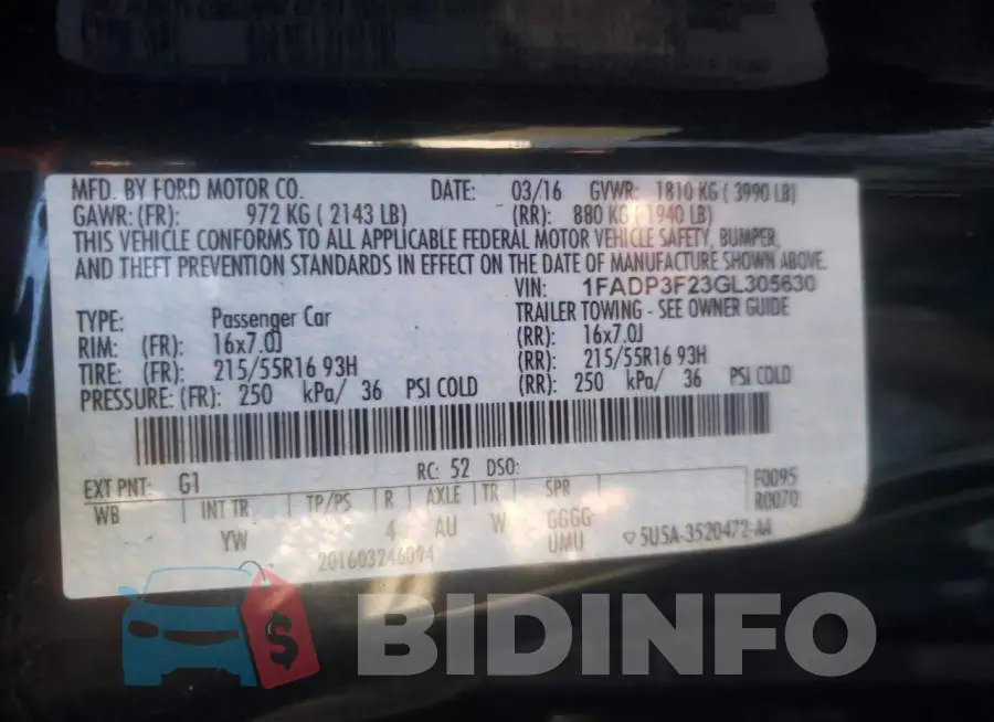 1FADP3F23GL305630 Photo# 13