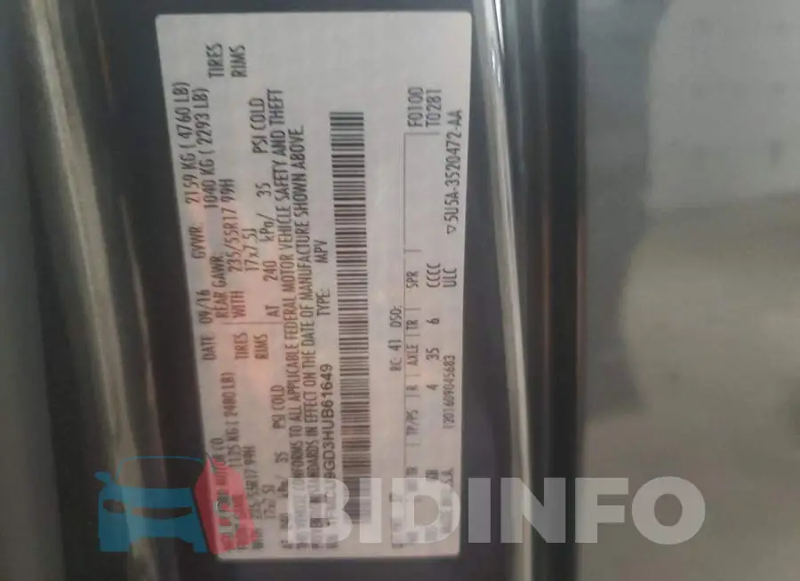 1FMCU9GD3HUB61649 Photo# 13