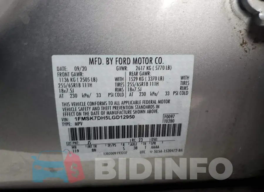 1FMSK7DH5LGD12950 Photo# 13