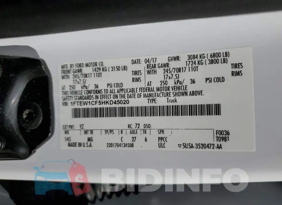 1FTEW1CF5HKD45020 Photo# 12