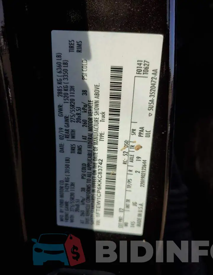 1FTEW1CP6KKC83742 Photo# 12