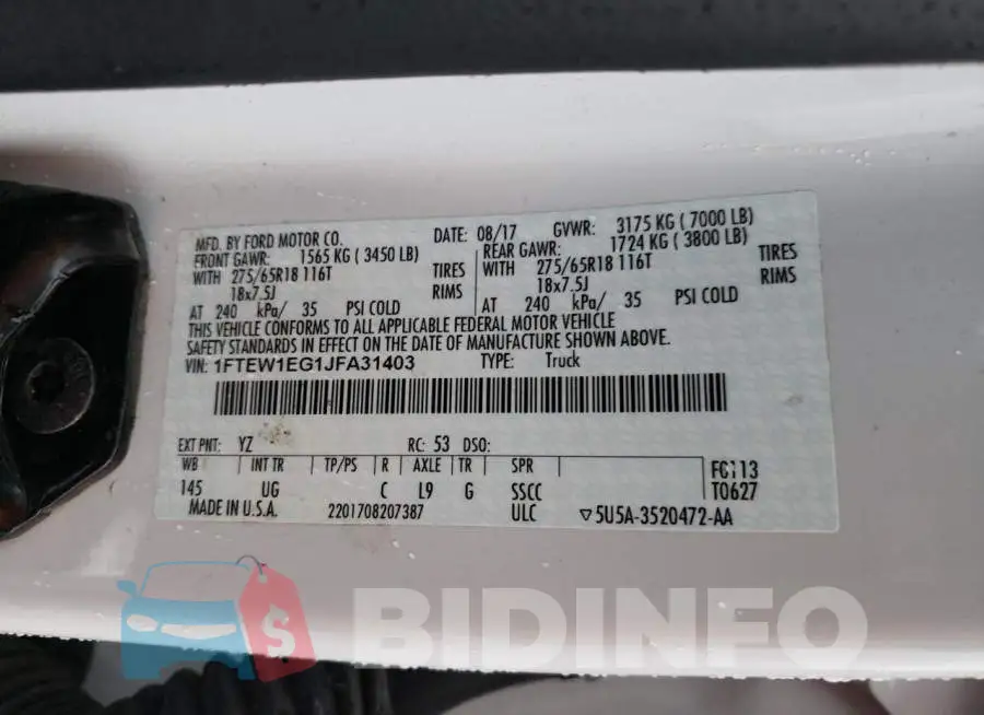 1FTEW1EG1JFA31403 Photo# 12