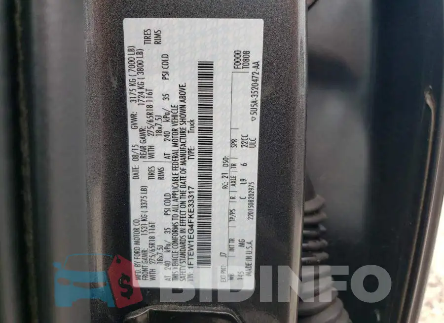 1FTEW1EG4FKE33317 Photo# 12