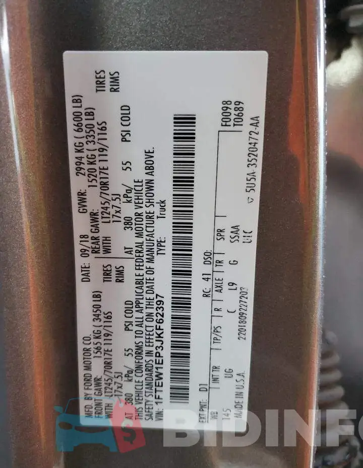 1FTEW1EP3JKF62397 Photo# 12