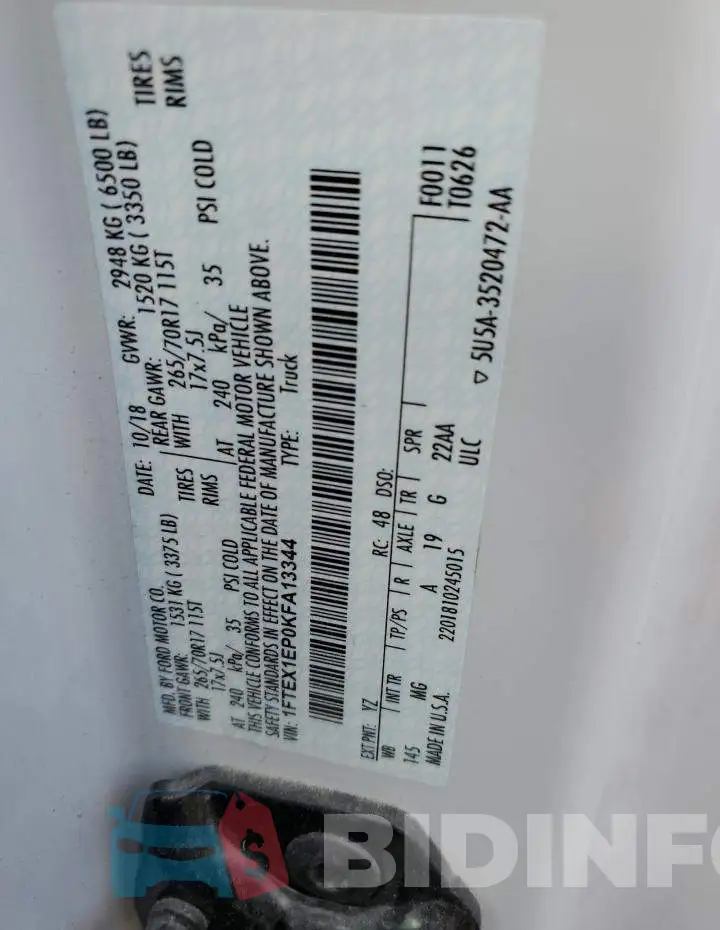 1FTEX1EP0KFA13344 Photo# 13