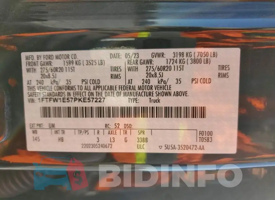 1FTFW1E57PKE57227 Photo# 13