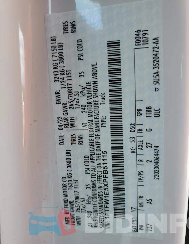 1FTFW1E5XPFB51115 Photo# 12