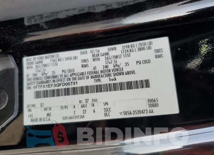 1FTFX1EF3GFD00731 Photo# 13
