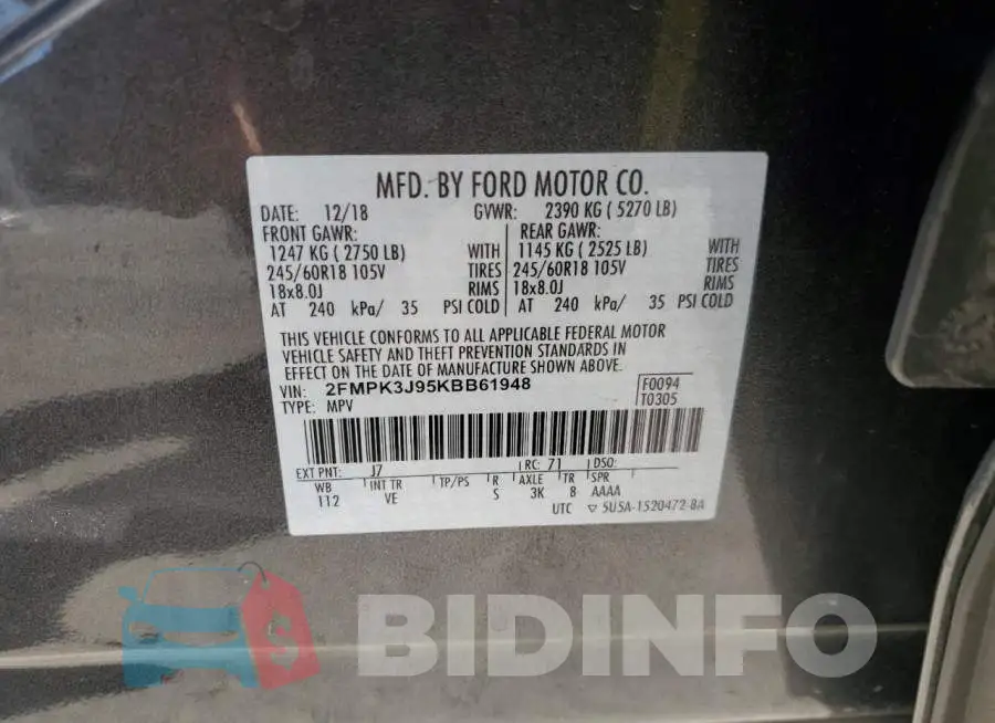 2FMPK3J95KBB61948 Photo# 13