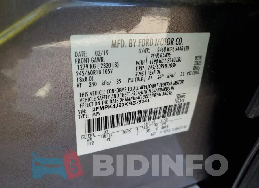 2FMPK4J93KBB75241 Photo# 12