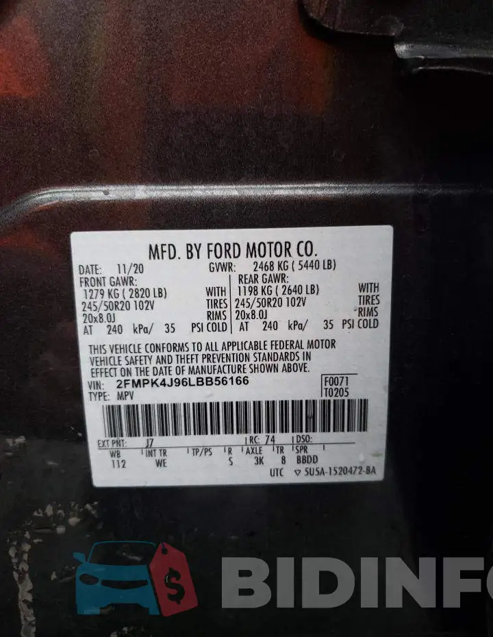 2FMPK4J96LBB56166 Photo# 14
