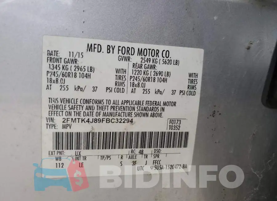 2FMTK4J89FBC32294 Photo# 14