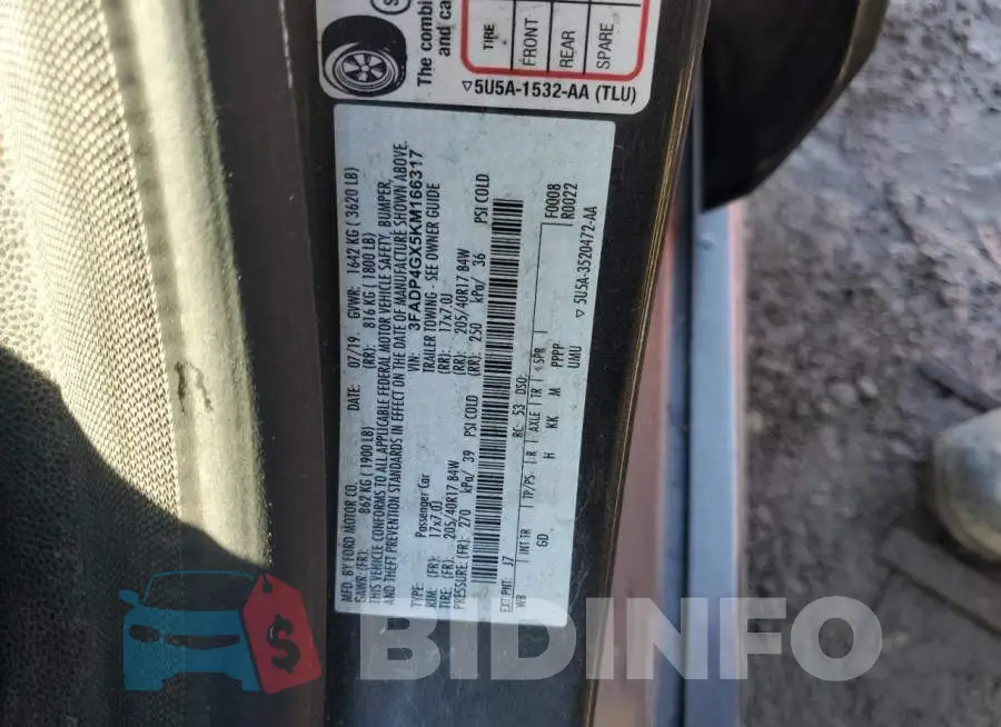 3FADP4GX5KM166317 Photo# 12