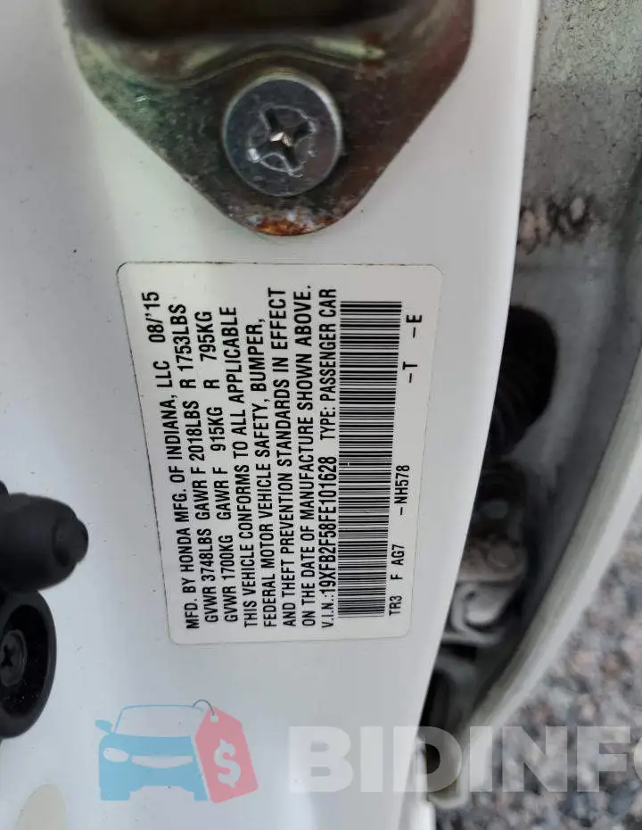 19XFB2F58FE101628 Photo# 12