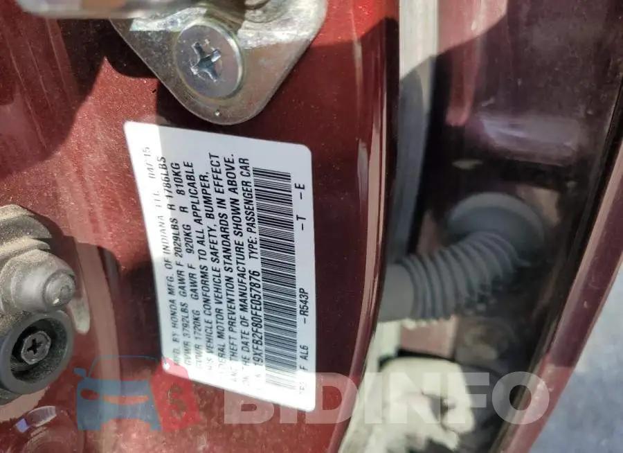 19XFB2F80FE057876 Photo# 12