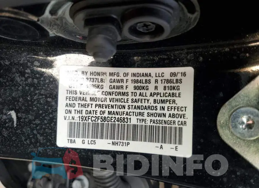 19XFC2F58GE246831 Photo# 12