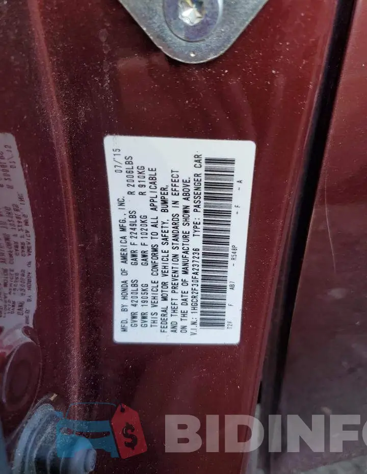 1HGCR2F30FA237236 Photo# 12