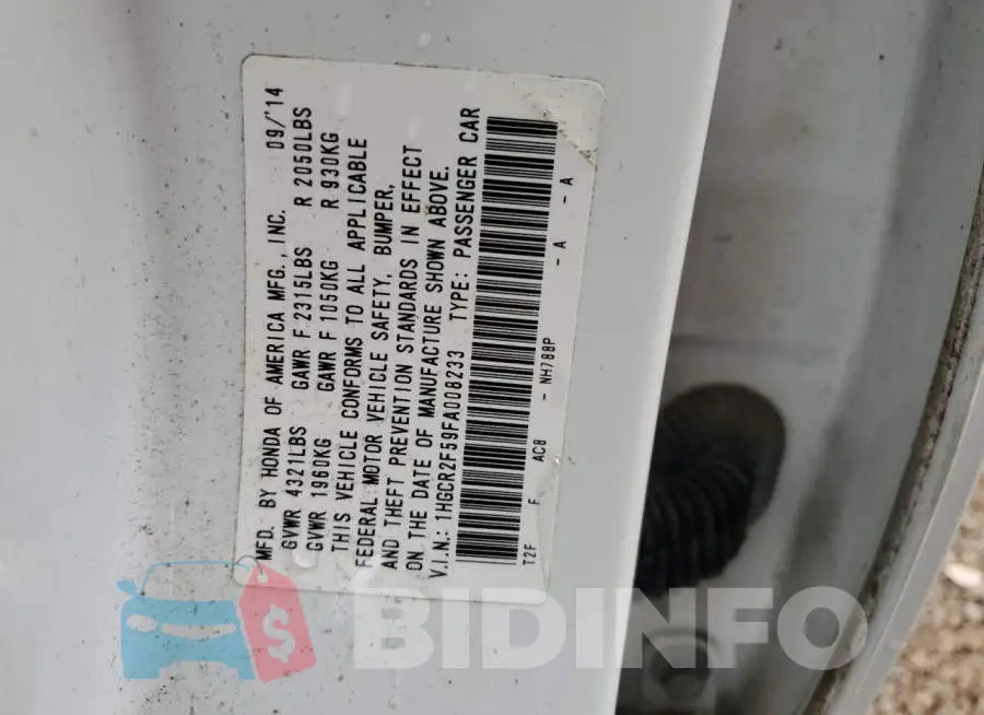 1HGCR2F59FA008233 Photo# 12