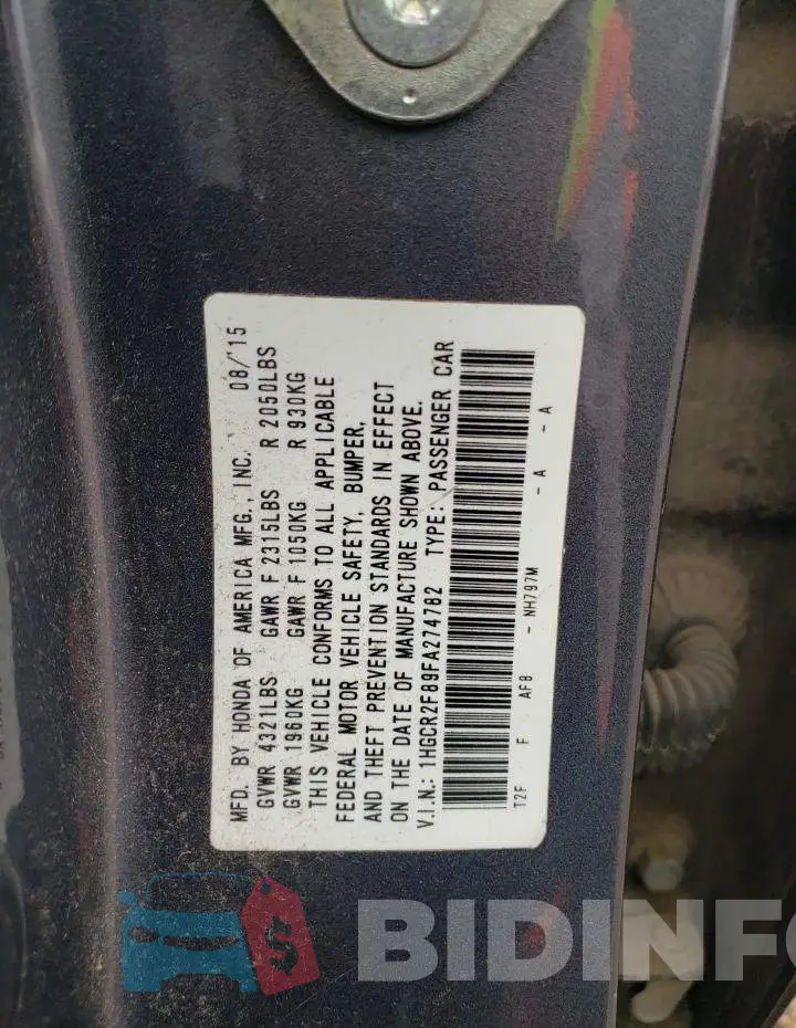 1HGCR2F89FA274782 Photo# 12