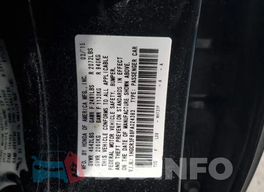 1HGCR3F89FA024383 Photo# 12